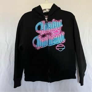 Harley-Davidson Kids Black Zip Sweater with Neon Accents size 2/3 years